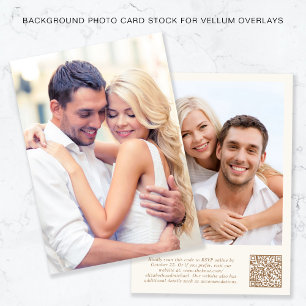 Photo QR Code Gold Cream Background Vellum Overlay Invitation