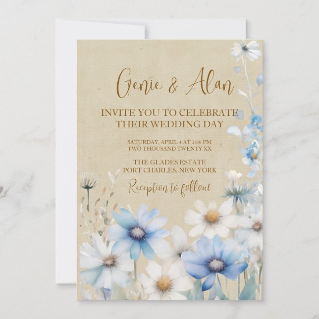 Photo QR Code Modern Wildflower Wedding Invitation (Front)