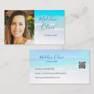 Photo QR Code Ocean Beach Sea Travel Blue Business Card