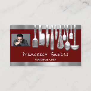 Photo QR Code Personal Chef Cooking Burgundydì Business Card