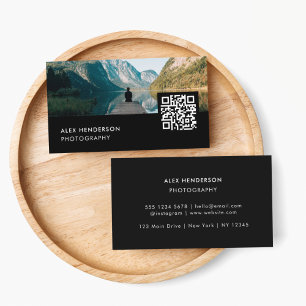 Photo QR Code Photographer Photography Black Business Card