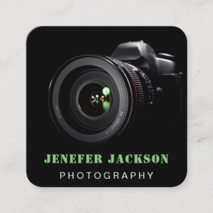 Photo QR Code   Photographer Photography BLACK Square Business Card