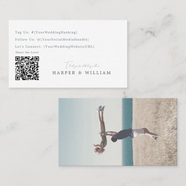 photo qr code social media wedding card (Front/Back)