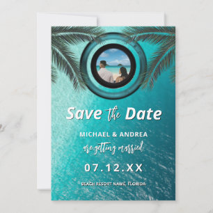 Photo   QR Code Summer Ocean Beach Wedding Modern  Save The Date