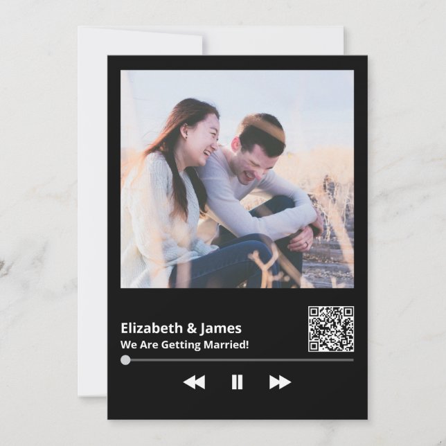 Photo QR Code Unique Wedding Invitation  (Front)