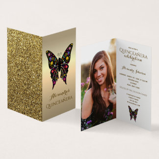 Photo Quinceanera 15th Birthday Colourful Butterfl