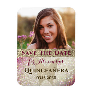 Photo Quinceanera Birthday Save The Date Magnet