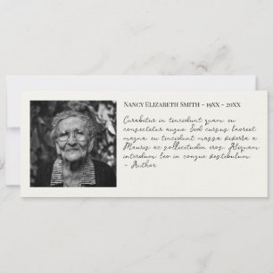 Photo quote celebration of life funeral bookmark