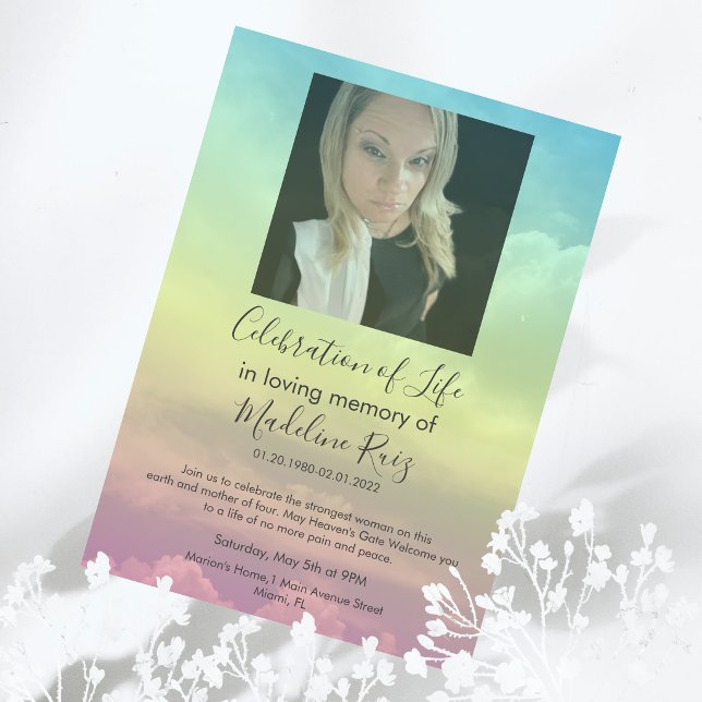 Photo Rainbow Sk Transparency Celebration of Life  Invitation (Creator Uploaded)