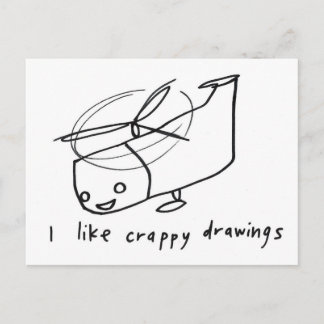 photo realistic drawing of a helicopter postcard