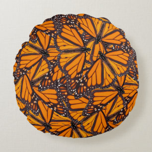 Photo Realistic Monarch Butterflies Round Cushion