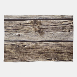 Photo Realistic Rustic, Weathered Wood Board Tea Towel