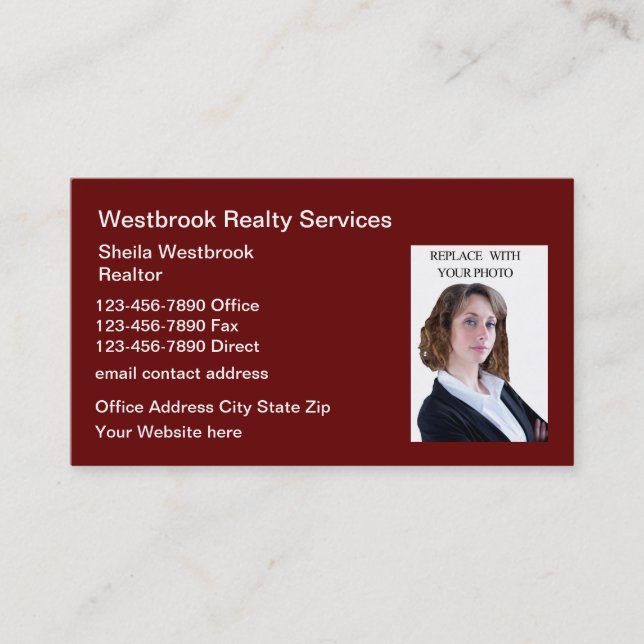 Photo Realtor Business Card Template (Front)