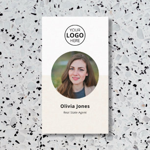 Photo Realtor QR Code Beige Business Card