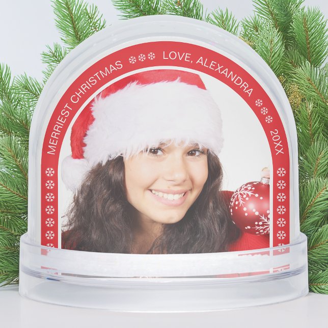 Photo Red Arch Merriest Christmas White Snowflakes Snowglobe (Creator Uploaded)