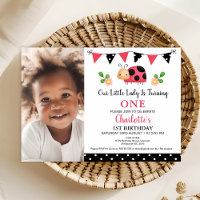 Photo Red Black Polka Dots Ladybug 1st Birthday