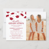 Photo Red Double Graduation Party Invitations (Front)