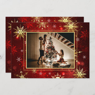 Photo Red Gold Snowflake Christmas Xmas Holiday