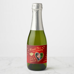 Photo Red Gold Thank You Class of 2025 Graduation Sparkling Wine Label