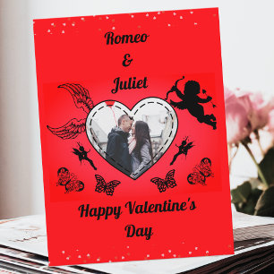 Photo Red Heart Love Cupid Vintage Valentines Day Holiday Postcard