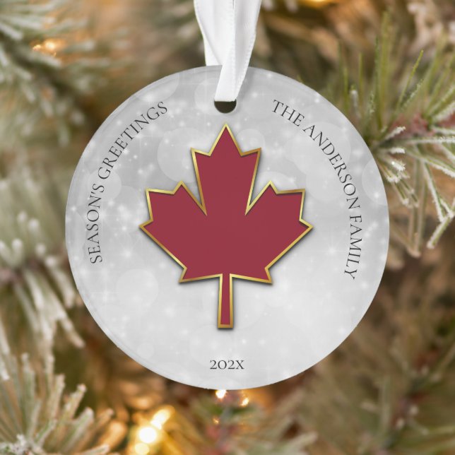 Photo Red Maple Leaf Ornament (Tree)