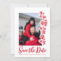 Photo Red White Hand Drawn Roses QR Code Website