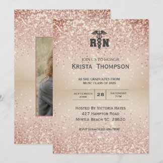 Photo Registered Nurse Graduation Gold Invitation