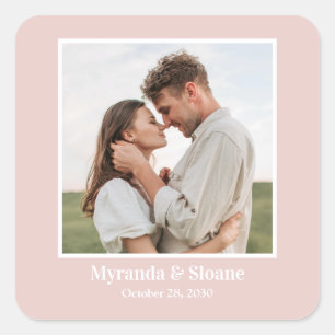 Photo Rehearsal Dinner Blush Pink Square Sticker
