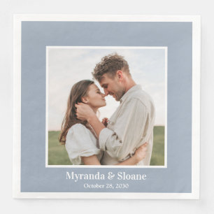 Photo Rehearsal Dinner Dusty Blue Napkin