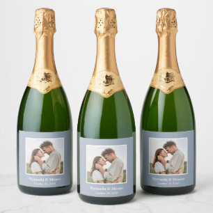 Photo Rehearsal Dinner Dusty Blue Sparkling Wine Label