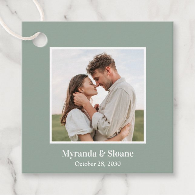 Photo Rehearsal Dinner Eucalyptus Favour Tags (Front)