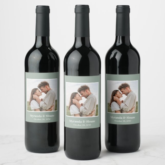 Photo Rehearsal Dinner Eucalyptus Wine Label (Bottles)