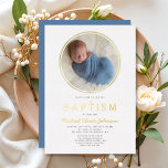 Photo Religious Cross Boy Baptism Gold<br><div class="desc">Personalised Photo Religious Cross Boy Baptism Gold Foil Invitation.</div>