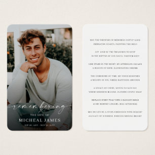 Photo Remembering in Loving Memory Prayer Card