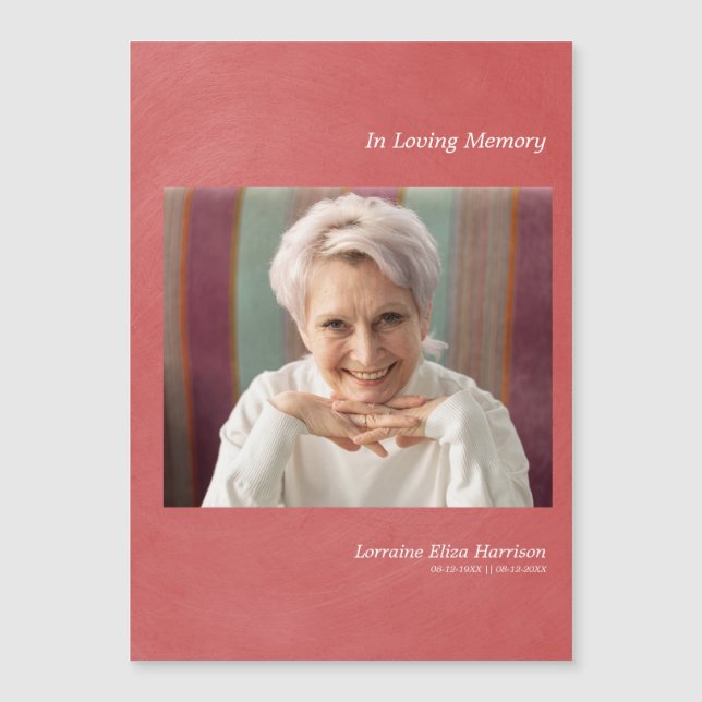 Photo Remembering Light Red Faux Metallic Effect (Front)