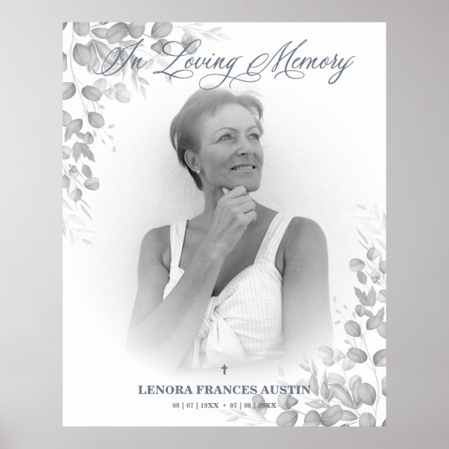 Photo Remembrance Service Dear Ones Black & White  Poster (Front)