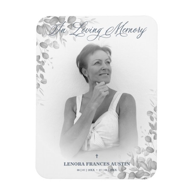 Photo Remembrance Service Dear Ones in Black White Magnet (Vertical)