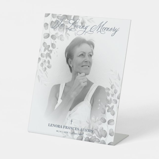 Photo Remembrance Service Dear Ones in Black White Pedestal Sign (Front)