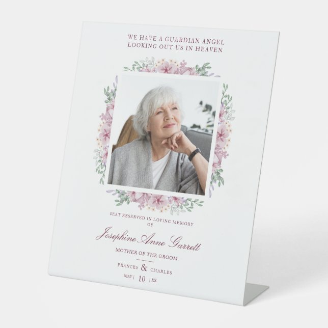 Photo Remembrance Wedding Dear Ones Pink Shades Pedestal Sign (Front)
