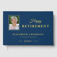Photo Retirement Party Blue with Gold Foil
