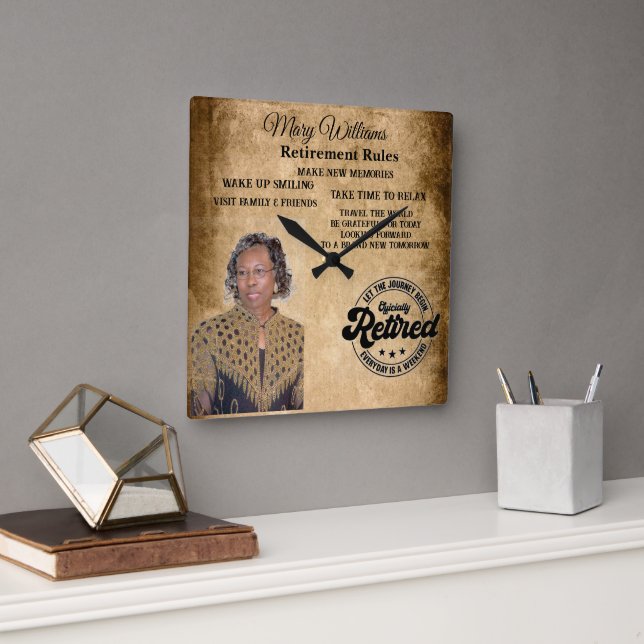 Photo retirement  square wall clock (Office)