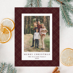 Photo Retro Christmas Plaid Greeting Holiday Postcard