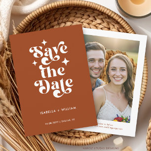 Photo Retro Typography Wedding Save The Date Announcement