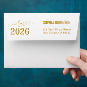 Photo & Return Address Gold Typography Graduation Envelope