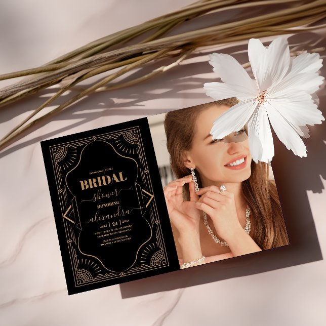 Photo Roaring 20s Gatsby Art Deco  Bridal Shower  Invitation (Creator Uploaded)