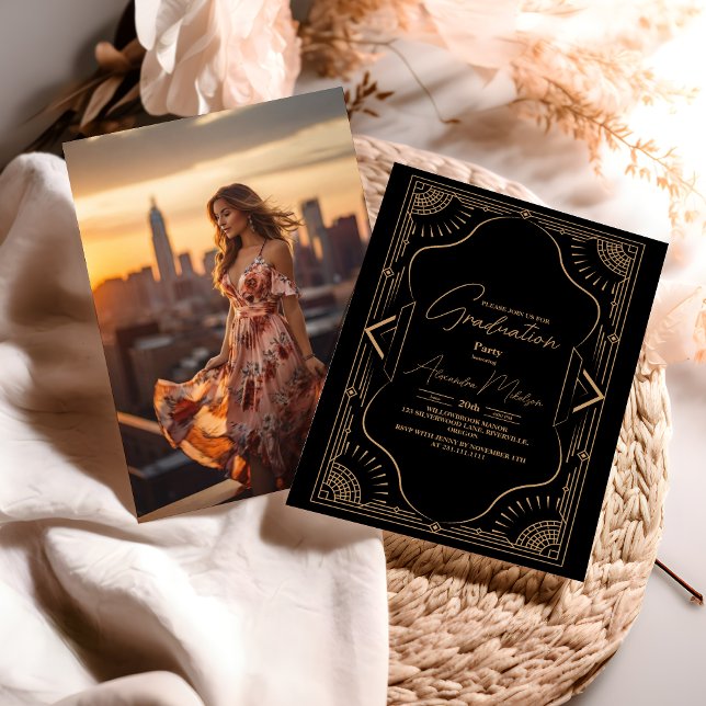 Photo Roaring 20s Gatsby Art Deco  Graduation Invitation (Creator Uploaded)