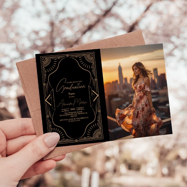 Photo Roaring 20s Gatsby Art Deco  Graduation Invitation (Creator Uploaded)