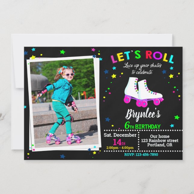Photo Roller birthday invitation Sk8 invitation (Front)