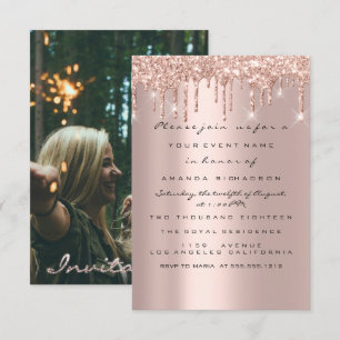 Photo Rose Bridal Shower Rose Pink Heart Grily Invitation