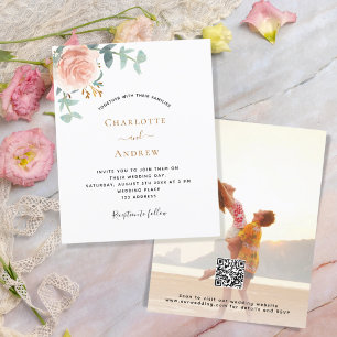 Photo rose floral photo QR RSVP wedding invitation